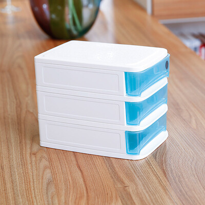 

Citylong Plastic Desktop Storage Cabinet Small Three-Layer Drawer Cabinet Desktop Small Jewelry Storage Box Ice Blue 18L 5056