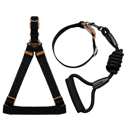 

British impression dog chain dog leash dog leash dog leash p chain dog collar Teddy poodle small medium&large dog dog supplies collar chest strap set black -medium