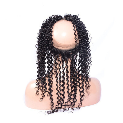 

Pre Plucked 360 Full Lace Frontal Closure Brazilian Curly Virgin Human Hair Closures With Baby Hair Adjustable Strap Size 225x4x2