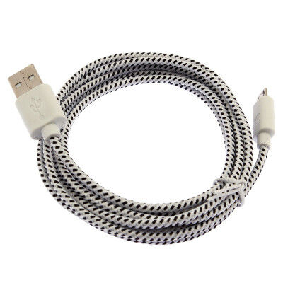 

White 2M USB Charger Sync Cable Adapter Braided Woven For Samsung HTC Iphone 82583