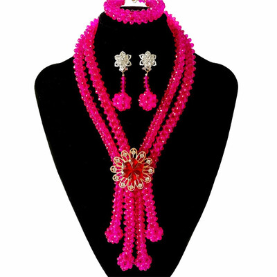 

Red Crystal Beads Bridal Jewelry Sets African Costume Necklace Nigerian Wedding African Beads Jewelry Set Free Shipping