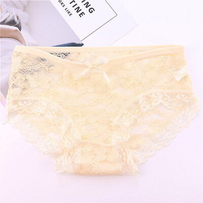 

4pcs Girls Low Waist Lace Sexy Underpants Hollow Underwear Cute Womens Lace Briefs Panties Triangularpant