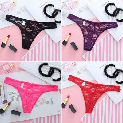 

Womens G String Lace Striped Thong Female Underwear Briefs See Through Tangas Calcinhas Bragas