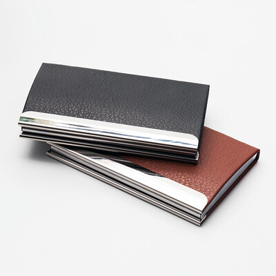 

Jinlongxing Glosen portable business card holder PU simple carry card case for men&women card package 9306 brown