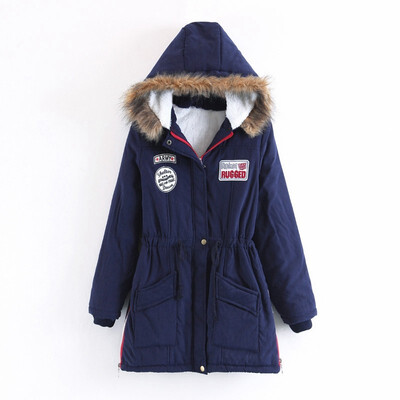 

2018 winter new hooded long-sleeved parkas womens cotton-padded coat