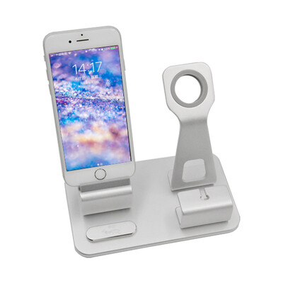 

Small B Apple Mobile Phone Watch Two-in-one Bracket Aluminum Alloy One-piece Watching Charge Charging Base Apple Exclusive Accessories AF19 Silver