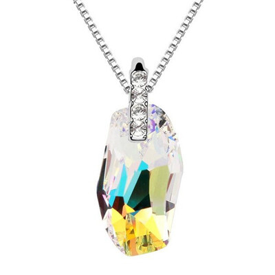 

Anniversary Gift Geometric Crystal from Swa Elements Fashion Jewelry Necklaces Pendants For Women Accessories White Gold Pla