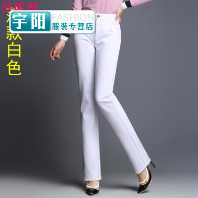 

2018 spring&autumn new waist elastic small straight pants pants middle-aged straight pants large size casual trousers spring