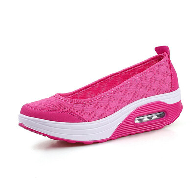 

Summer Women Flat Platform Shoes Woman Casual Air Mesh Breathable Shoes Slip On Gray Fabric Shoes