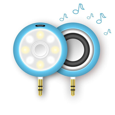 

2 in 1 Mini 35mm Audio Speaker with 8 LED Selfie Flash Fill-in Light Spotlight Lamp audio speaker Atmosphere lamp selfie light