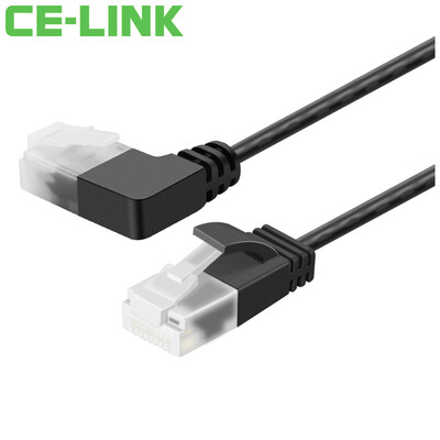 

CE-LINK CAT6A network cable fine network cable super six UTP high speed network cable 90 degree elbow right curved cable black 5 m 4329