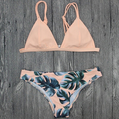 

Fashion Women Sexy Bikini Leaf Printed Two Piece Bikini Summer Beach Swimsuit Bathing Suit Swimwear