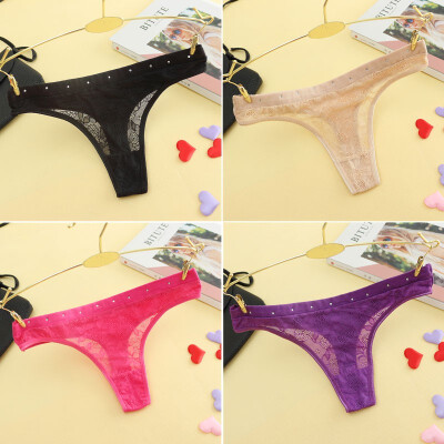 

Women Seamless Thongs Ultra Thin Mesh G Strings Solid Slim Panties See through Transparent Pink Underwear