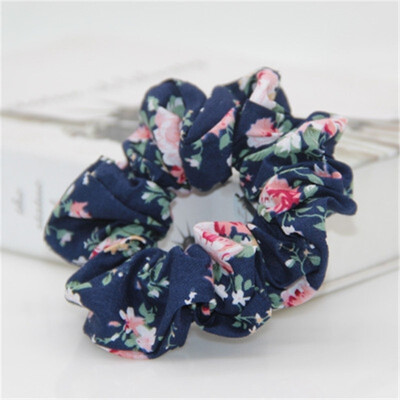 

Vintage Elastic Retro Charm Floral Cotton Scrunchies Flower Hair Ties Women Girl Hair Accessories