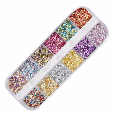 

12 Grids set Arcylic Nail Glitter Set Dust Powder for Nail Art Tip Decoration Rhinestone Manicure Nail Art Tool