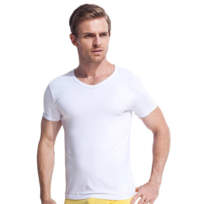 

【Jingdong Supermarket】 Seven wolves men's short sleeve T-shirt round neck cotton pure color cotton sweater 98713 white XXXL