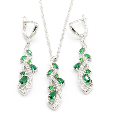 

925 Sterling Silver Jewelry Sets For Women 6 Colors Christmas Gift Earrings Necklace Pendant 2018 New