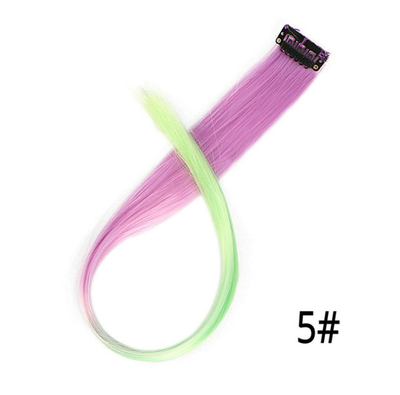 

20" Synthetic Clip In Hair Extensions One Piece Rainbow Clip On Hair Pieces For Women 50cm Purple Pink Wig Ombre Hair Extension