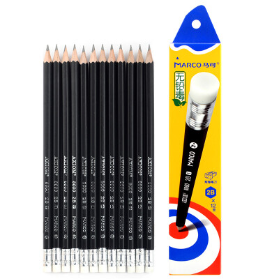 

Marco 8000E-12CB-2B writing pencil black pen with rubber head 2B 12 box