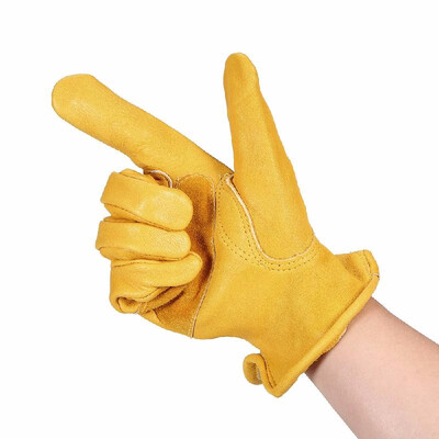 

Mens Work Cowhide Gloves Gardening Digging Planting Leather Working Gloves Plant Flower Pruning Protective Glove Driver Security