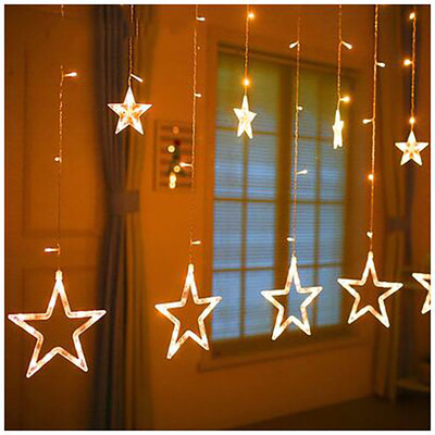 

110220V EUUS Led Christmas Star Curtain Lights Indoor Wedding Fairy Lights For Holiday Wedding Party New Year Decoration