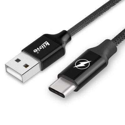 

USB Type C Cable, Kiirie 1Pack Нейлоновый плетеный шнур Быстрое зарядное устройство с реверсивным разъемом для LG, Nexus, Google,