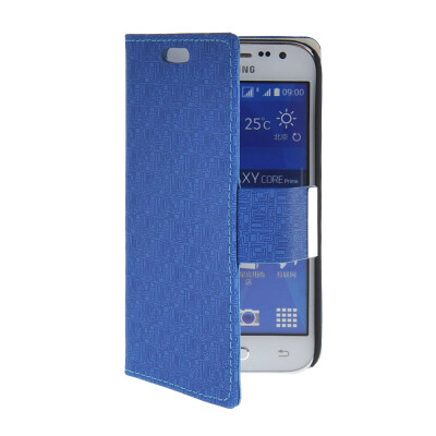 

MOONCASE High quality Leather Side Flip Wallet Card with Kickstand Case Cover for Samsung Galaxy Core Prime G3608 Blue