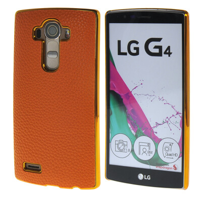 

MOONCASE Litchi Skin Gold Chrome Hard Back Case Cover for LG G4 Orange