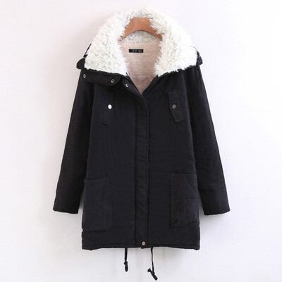 

2018 Winter Womens Long Cotton Padded Warm Lamb Cashmere Coat Female Outerwear Parka Ladies Warm Long Jacket