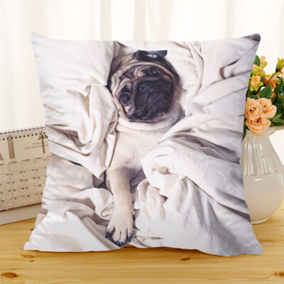 

Cntomlv Hot Selling Wearing Hat Pug Home Decorative Sofa Cushion Throw Pillow Case Cotton Linen Square Pillows cushion cover