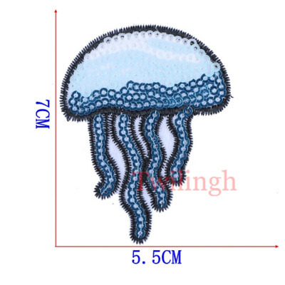 

1 pcslot Brand Embroidered Patches Letter Sea Animal Sequin Patch Iron On Fabric Badge Sew On Clothes Appliques DIY Stickers