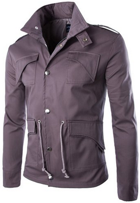 

Mooncolour Men's Military Slim Fit Jacket Coat Rider Zip Button Casual Long Sleeve Hoody Outwear Jacket