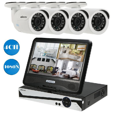 

KKmoon 101 4CH AHD 1080N Network Digital Video Recorder 4x720P OutdoorIndoor Infrared Bullet Camera 4x60ft Cable Support