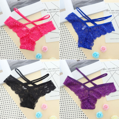 

Hot Fashion Women Sexy Lace Transparent Low Waist Hollow Underwear Girl Thongs Lady Briefs