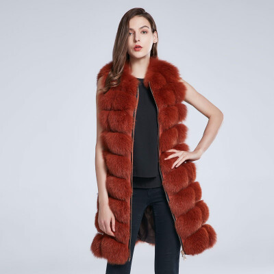 

Fox Fur Long Coat Winter Coat Female Hairy Fur Collar Real Fur Coat Adjustable Fatty Skinny Design Tilt Stripe 2018 New Discount