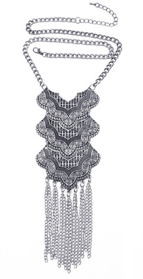 

Idealway 2 Colors Gold Silver Alloy Long Tassel Chains Heart Shape Pendant Necklace Women Jewelry