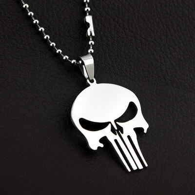 

New Super Heroes Anime Necklace Stainless Titanium Steel Silver Pendant Necklace THE PUNISHER