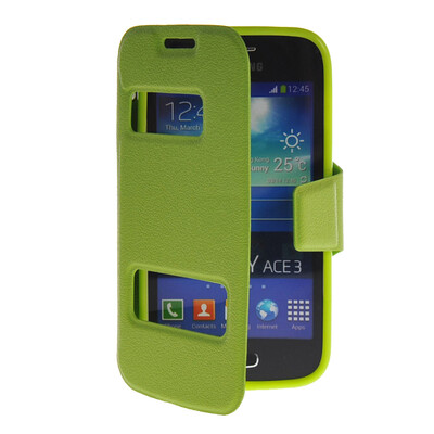 

MOONCASE View Window Leather Side Flip Pouch Stand Shell Back ЧЕХОЛ ДЛЯ Samsung Galaxy Ace 3 S7270 / S7272 Green