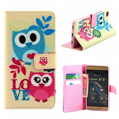 

OONCASE Cute Pattern держателя Кожаный бумажник флип карты с Kickstand Чехол для Huawei Ascend P8