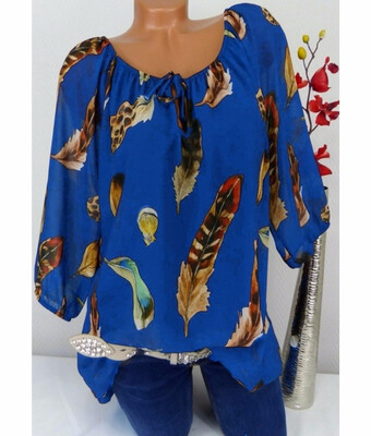

2018 Women Ladies Fashion Feather Print Blouse Sexy Off Shoulder Long Sleeve Tops S5XL