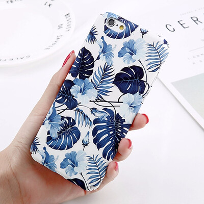 

Abstract Marble Stone Image Phone Case For iPhone 6 6s 7 8Plus Flower Leaf Back Cover Hard PC Cases