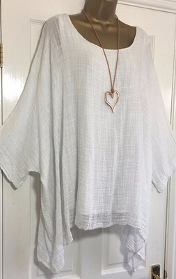 

Autumn Fashion Batwing Sleeve Solid Color Plus Size Loose O-neck 34 Sleeve Casual Blouse Top for Women