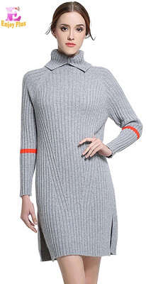 

XL XXL 3XL 4XL 5XL plus size elegant winter 2018 women turtleneck sweater dress big size long sleeve gray slim bandage midi