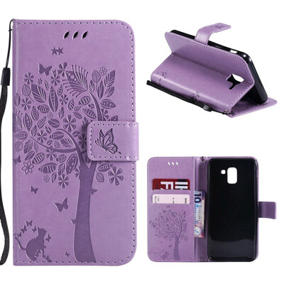

MOONCASE Samsung Galaxy J6 Embossed Cat&Bark Cover - Light Purple
