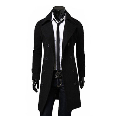 

Zogaa New Mens Woolen Coat Double-breasted Lengthen Simple Luxury