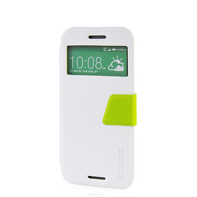 

MOONCASE View Window Leather Side Flip Pouch Ultra Slim Shell Back ЧЕХОЛ ДЛЯ HTC One M8 White