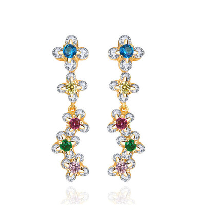 

Aiyaya Fashion Jewelry 5 Small Snowflake Micro Cross Water-drop Crystal Drop Earrings Green