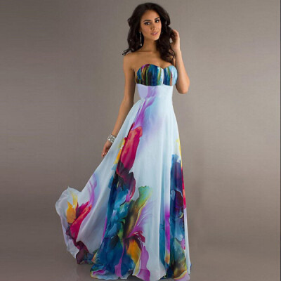 

Lovaru ™ print fit and flare women dress sexy off the shoulder strapless elegant for casual 2015 popular new arrival