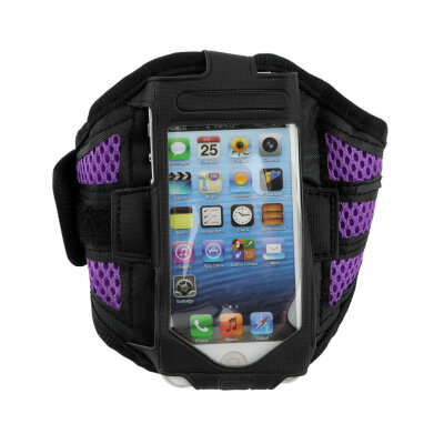 

Sports Mesh Gym Running Jogging Arm Band Holder Case Pouch For iphone5/5S Purple