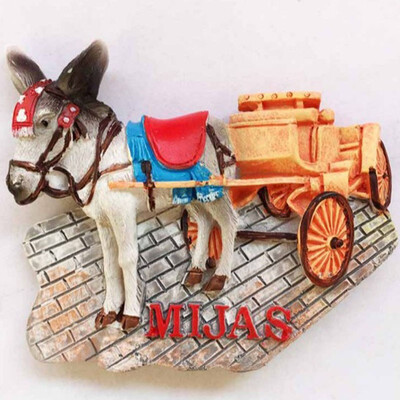 

1Pcs Lovely Spain Mijas Donkey Cart 3D Fridge Magnets World Tourism Souvenirs Refrigerator Magnetic Sticker Home Decoration